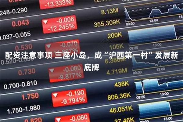 配资注意事项 三座小岛，成“沪西第一村”发展新底牌